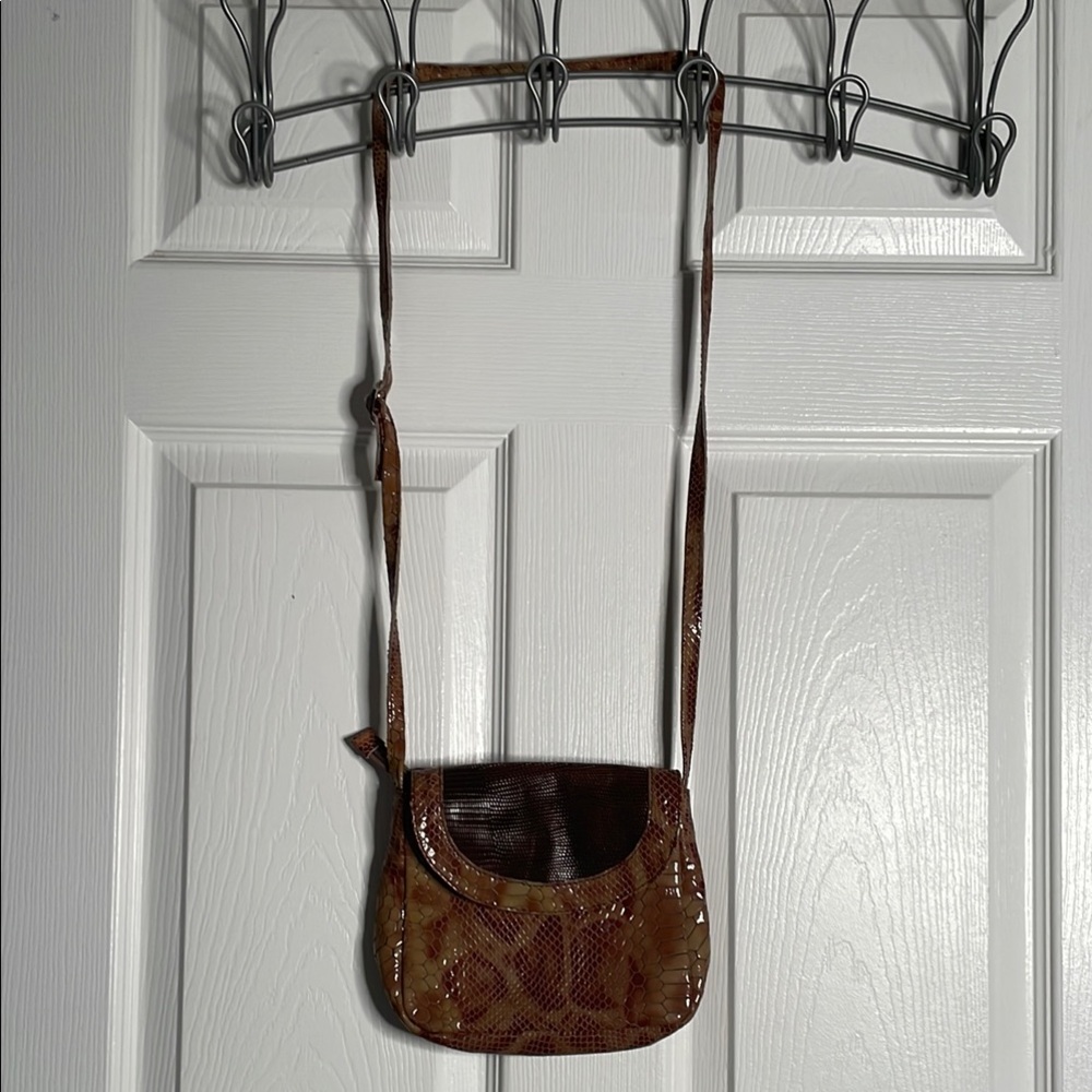 Vintage best bag snake print leather crossbody handbag